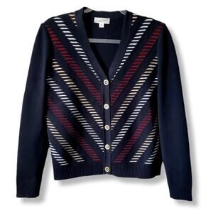 Vtg 90s St John Golf Black Cardigan Sweater S Luxury Classic Preppy Logo USA